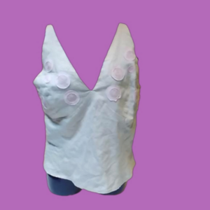 Ecologie Linen Lined Camisole Top with Pink Swirl Appliques Size XL